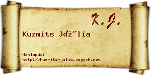 Kuzmits Júlia névjegykártya